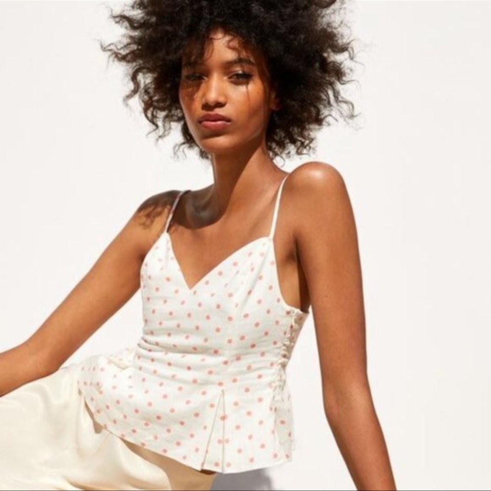 Zara Linen Polka Dot Bustier US Size S